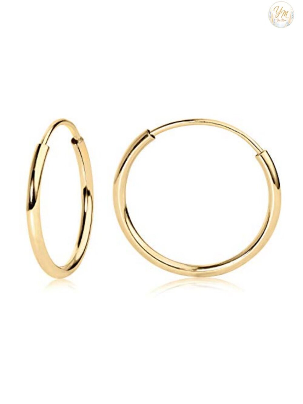 14k Gold Solid Endless Hoop Earrings for Women Men Teens Lightweight Thin Hoops